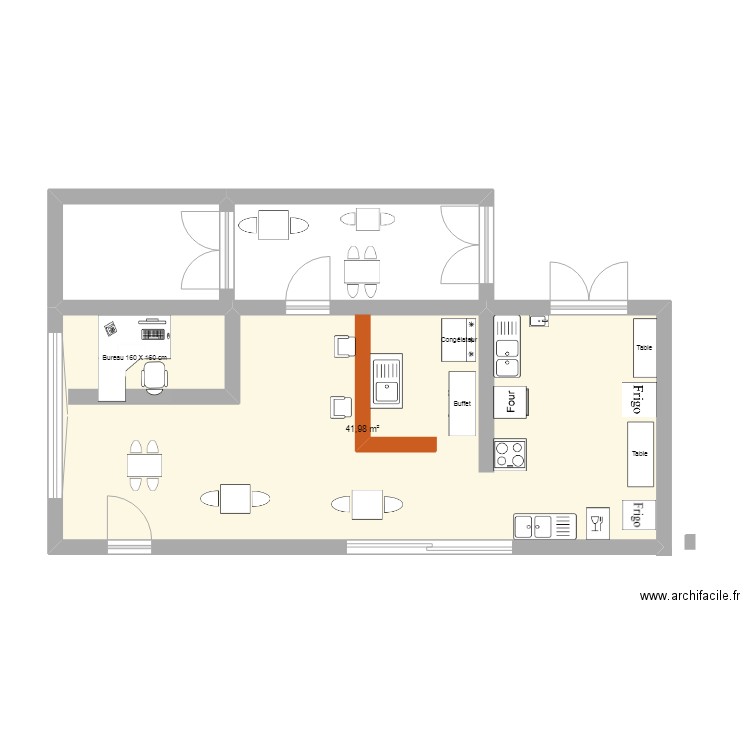 SBC 2. Plan de 1 pièce et 42 m2