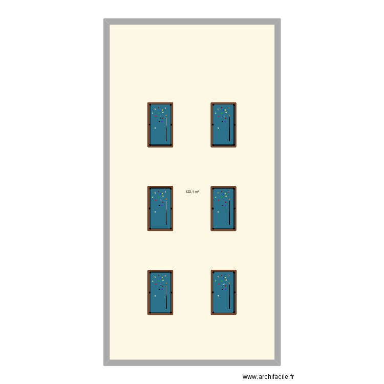 plan 6 billards petite salle des fêtes. Plan de 1 pièce et 122 m2