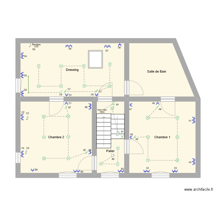 Ferrière +1. Plan de 5 pièces et 64 m2