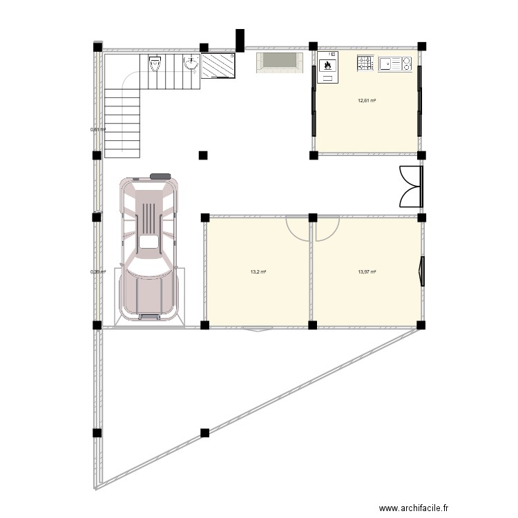 House. Plan de 6 pièces et 41 m2