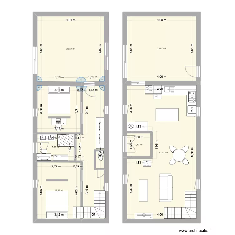 maison de l'imprimeur version 2. Plan de 7  et 136 m²