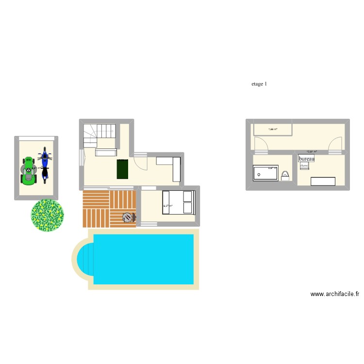 maison une personne. Plan de 6 pièces et 47 m2