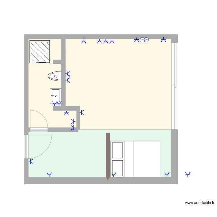 Lac. Plan de 3 pièces et 28 m2