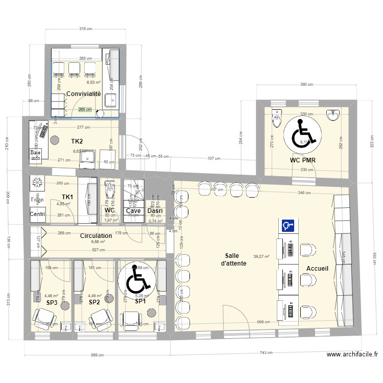 Lamorlaye. Plan de 12 pièces et 91 m2