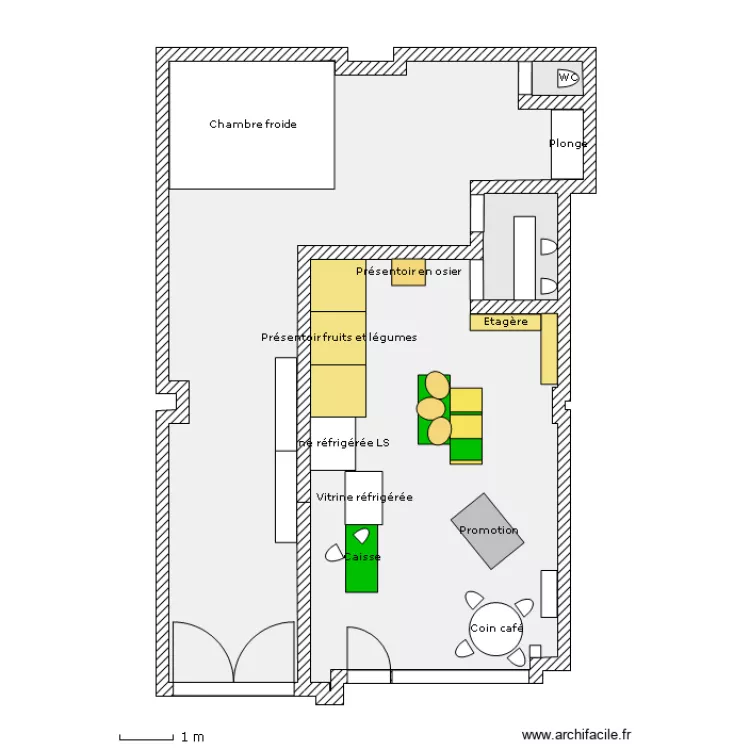 locale au potager solidaire avec meuble agencement final. Plan de locale au potager solidaire avec meuble agencement final. Plan de