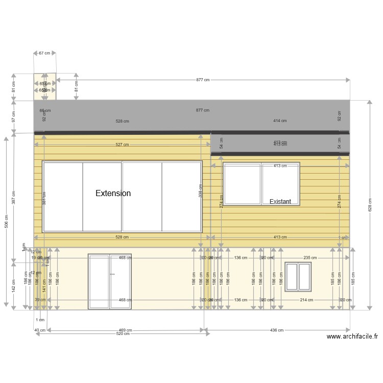 facade nord extension. Plan de 0 pièce et 0 m2