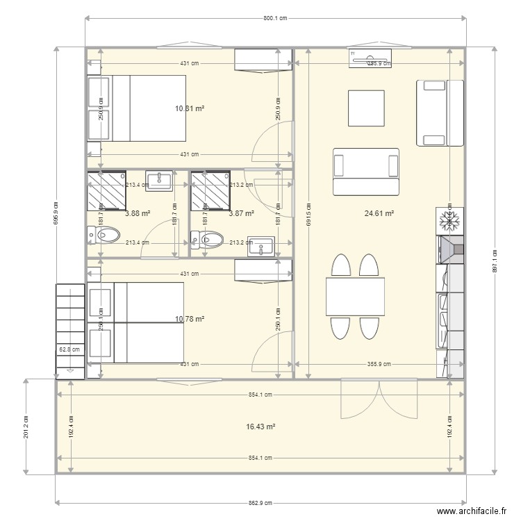 MODELE APPARTEMENT SUR 2 NIVEAU TERRAIN GAMBLAS. Plan de 0 pièce et 0 m2
