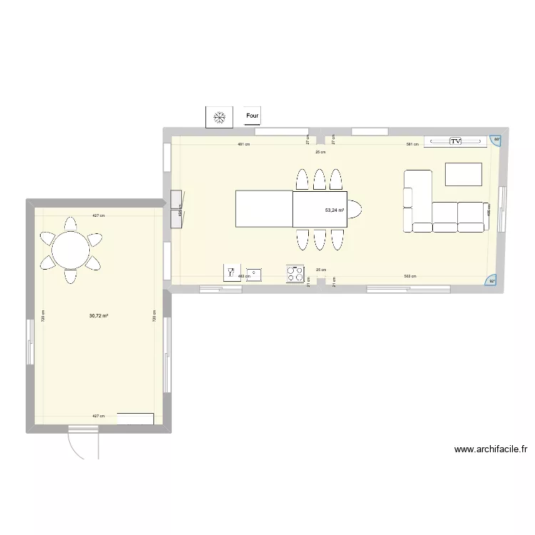 Plan salon cuisine. Plan de 