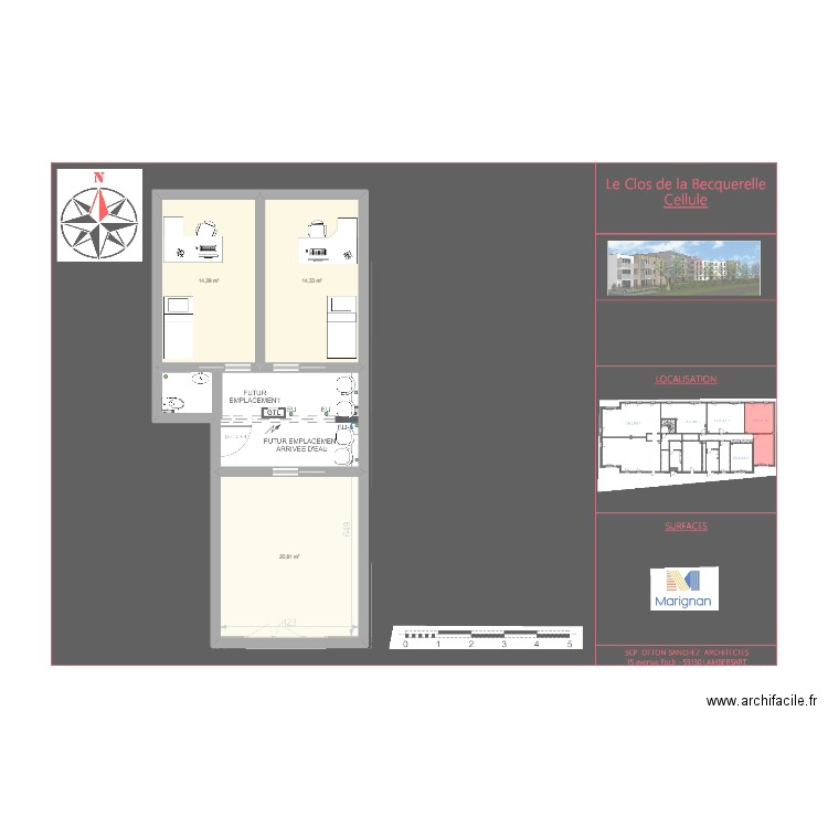 C4 - pédicure podologue. Plan de 3 pièces et 49 m2