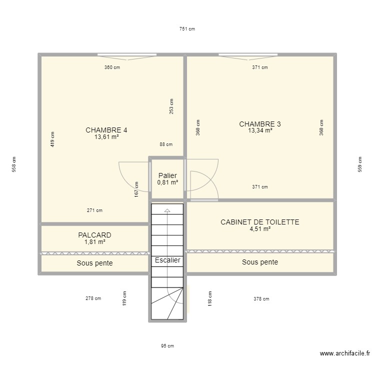 VASSEUR ETAGE. Plan de 8 pièces et 40 m2