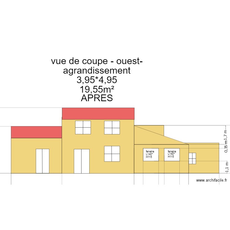 plan de coupe -ouest- agrandissement. Plan de 0 pièce et 0 m2