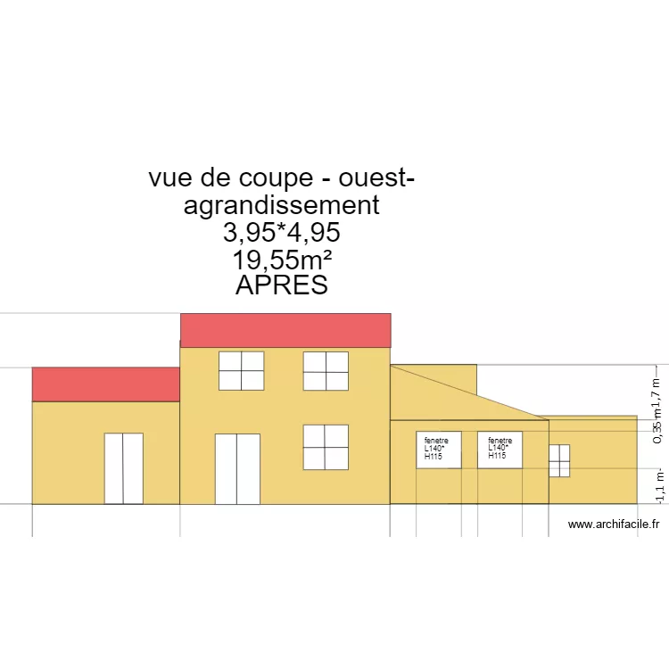 plan de coupe -ouest- agrandissement. Plan de 