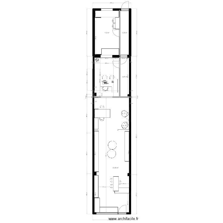 Boutique VODJE Nouvel agencement Aurélie. Plan de 4 pièces et 64 m2