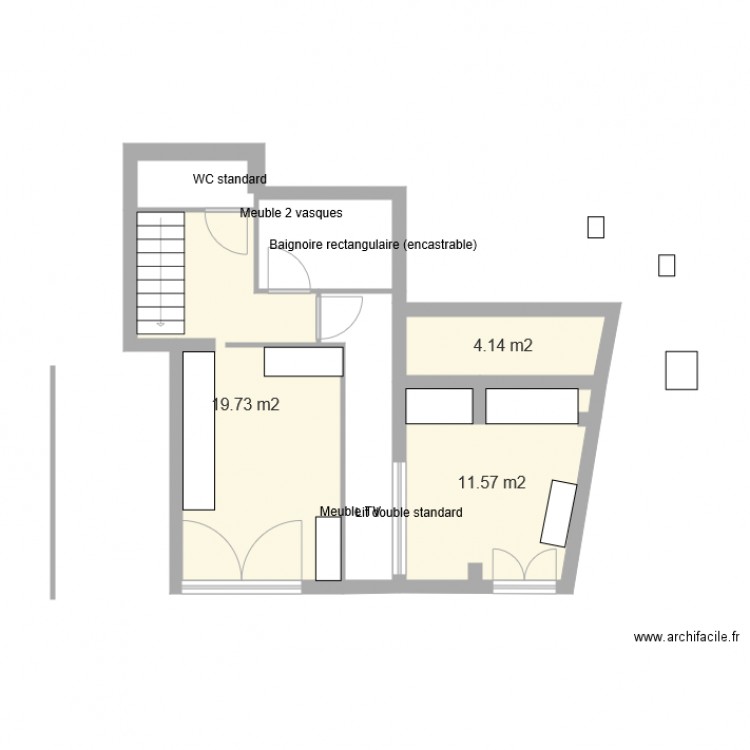 Le Plessis niveau bas projet SDB. Plan de 0 pièce et 0 m2