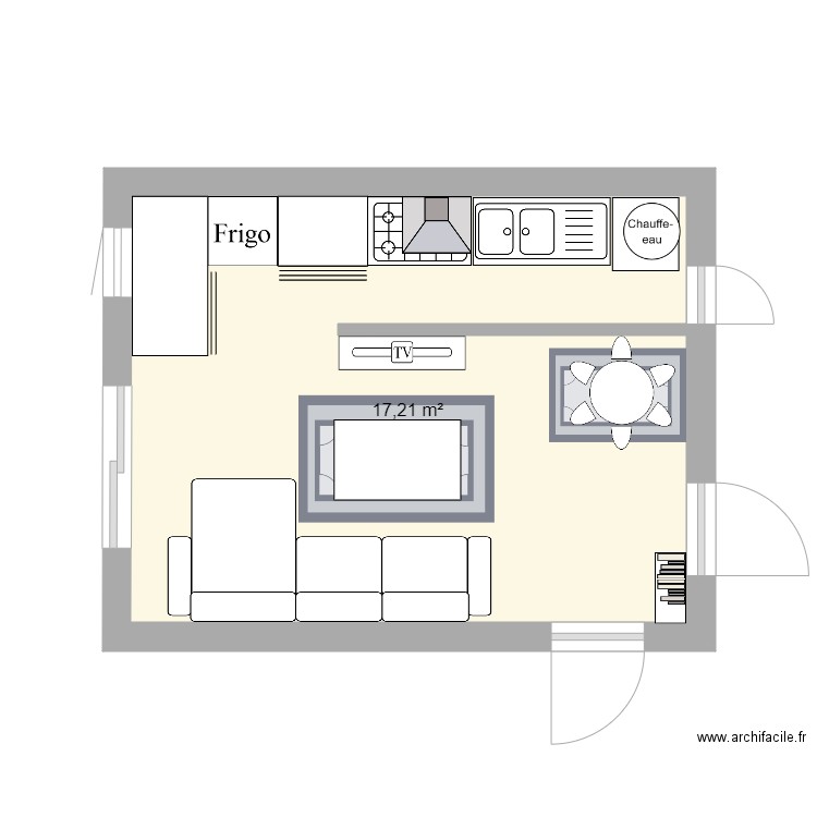 Salon  Cuisine. Plan de 0 pièce et 0 m2