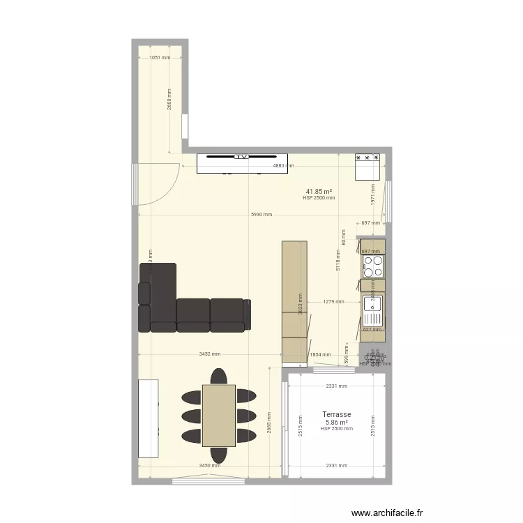 Salon Ramiers New canap&eacute;. Plan de 