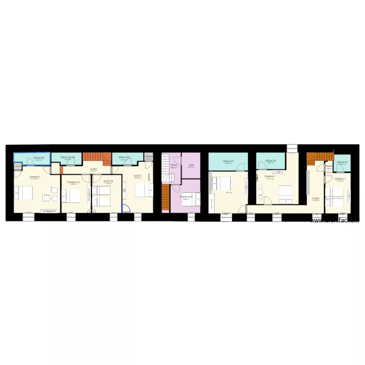 plan g&eacute;n&eacute;ral la comte 1er &eacute;tage. Plan de 
