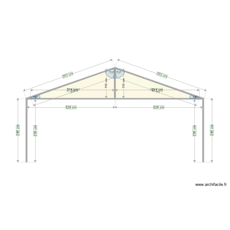 arceau chapiteau 2 pans. Plan de 