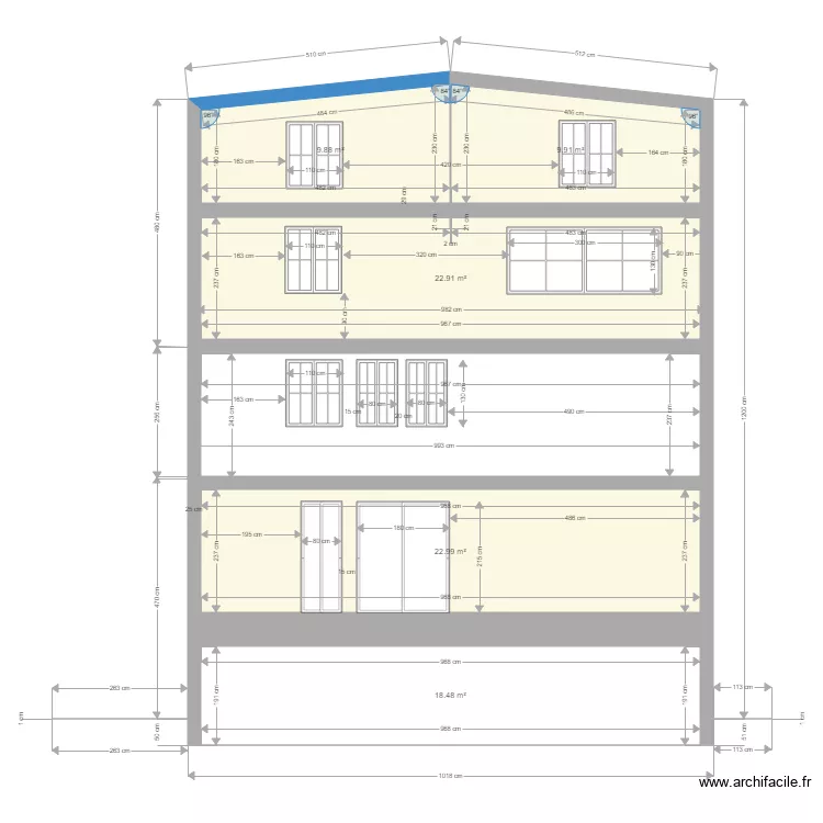 facade nord LL V7. Plan de 