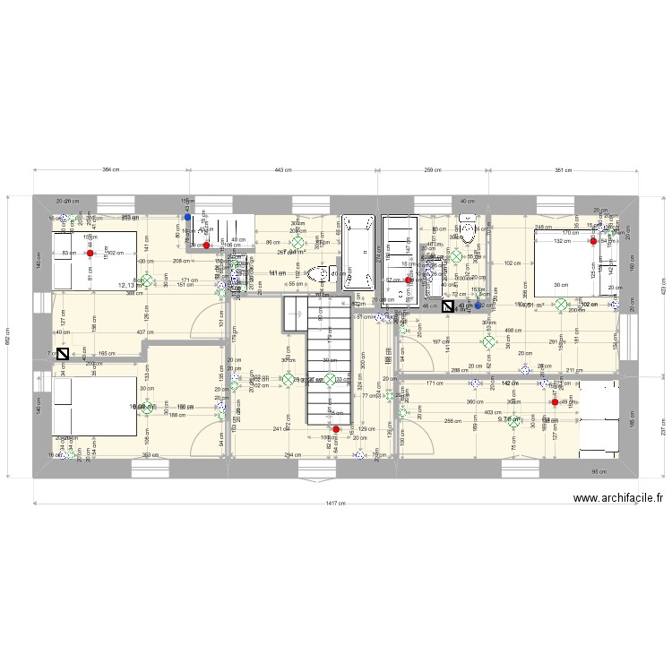 Fred - Etage. Plan de 8 pièces et 73 m2