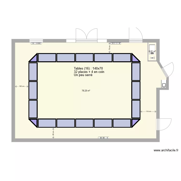 Salle de r&eacute;union si&egrave;ge meubl&eacute;e 18 avril 2018. Plan de 