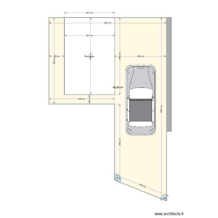 Abri Jardin. Plan de 1 pièce et 49 m2