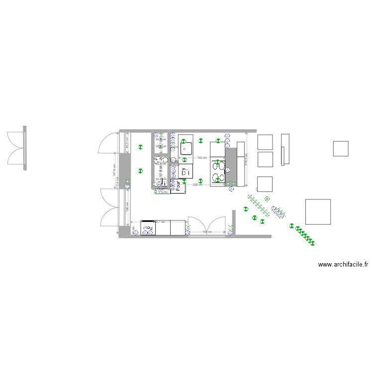 cuisin17. Plan de 2 pièces et 1 m2