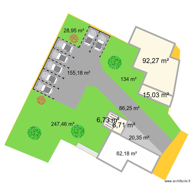 Plan extérieur surfaces 6. Plan de 4 pièces et 121 m2