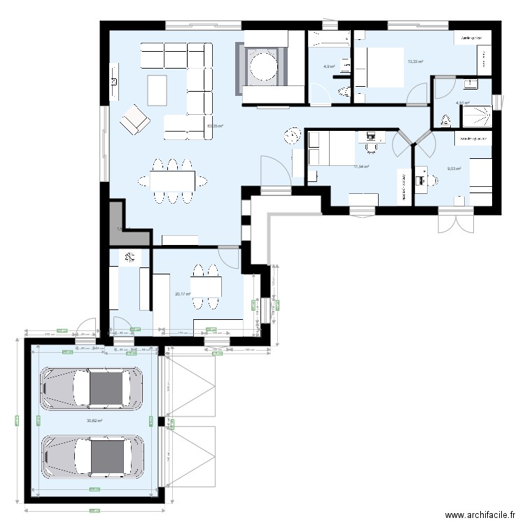 Cellettes 2. Plan de 9 pièces et 159 m2