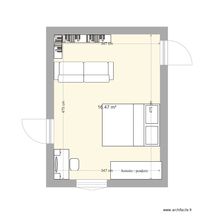 chambre haut. Plan de 0 pièce et 0 m2