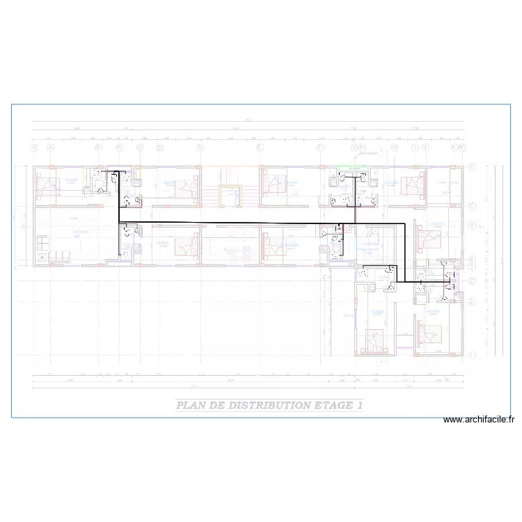 Evacuation  EV et EU Etage1 HOTEL KRIBI. Plan de 0 pièce et 0 m2