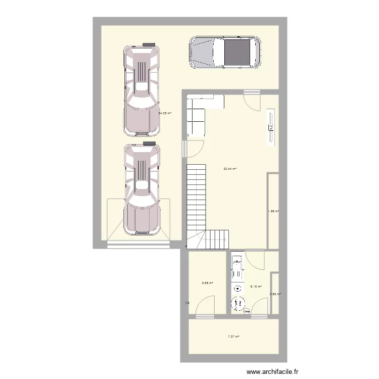 Sous sol avec garage 7m x 9m avec avancé. Plan de Sous sol avec garage 7m x 9m avec avancé. Plan de