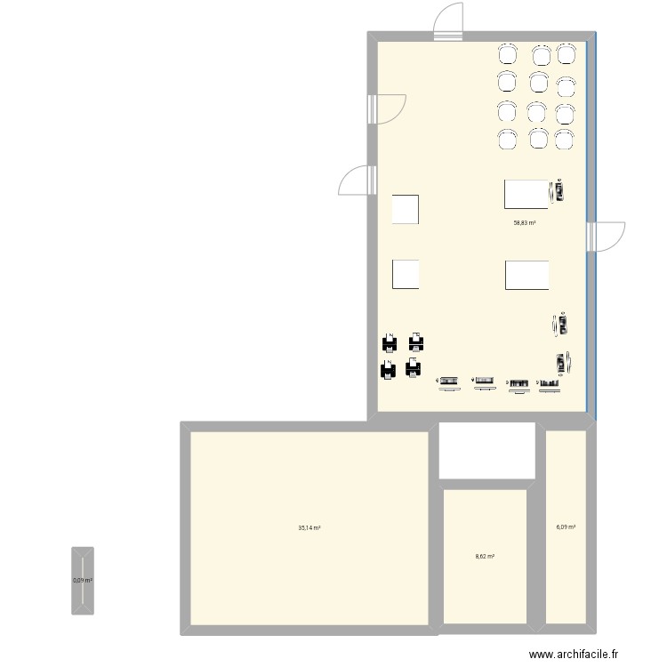 AZLA . Plan de 5 pièces et 109 m2