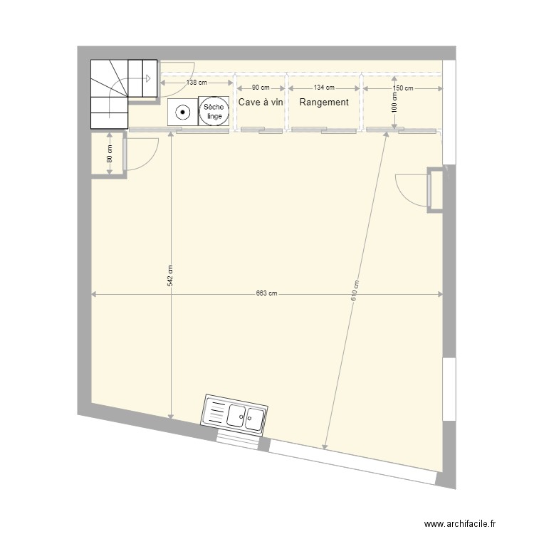 Cuisine cotée. Plan de 0 pièce et 0 m2
