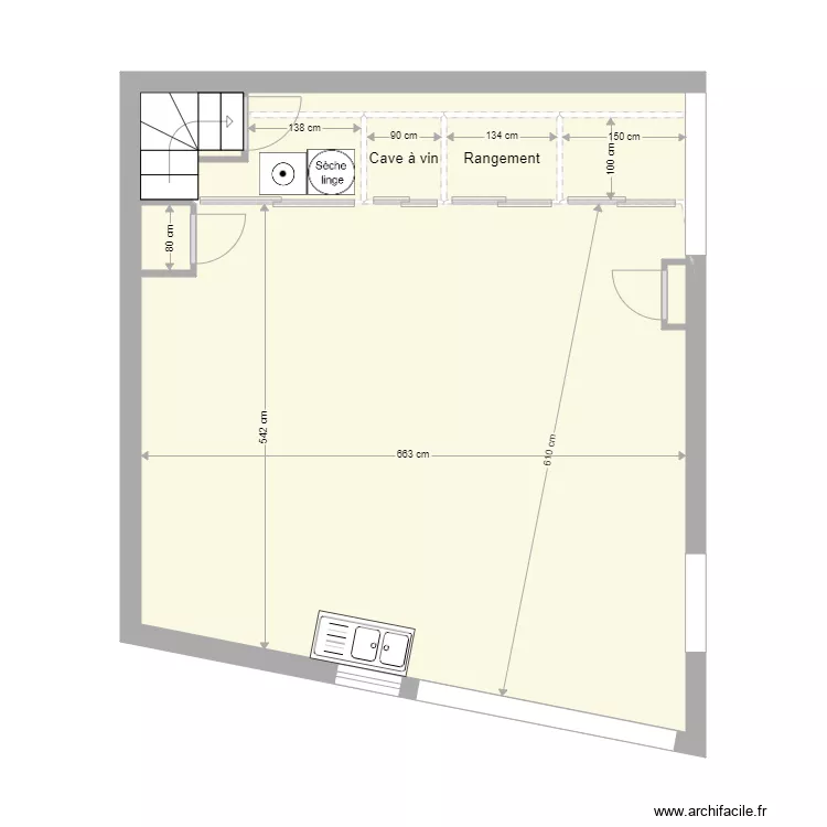 Cuisine cot&eacute;e. Plan de 