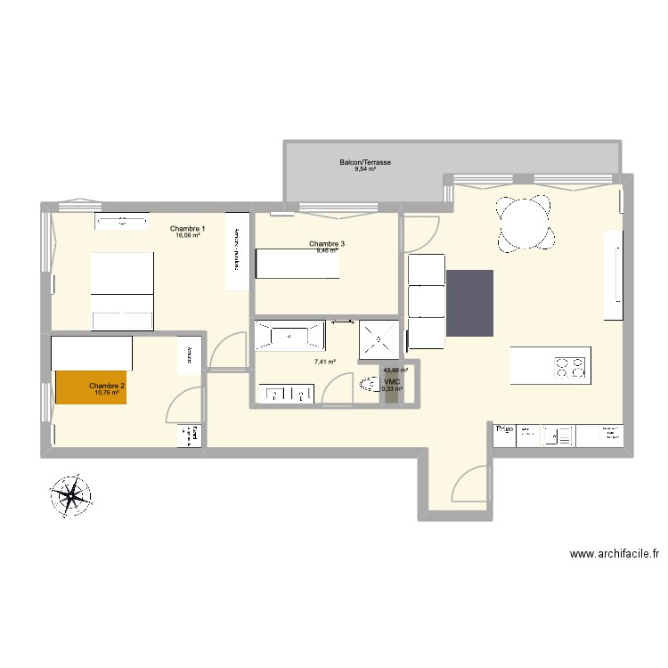 Electricité. Plan de 7 pièces et 97 m2