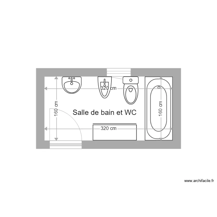 Plan sdb RIOCREUX avant travaux. Plan de 