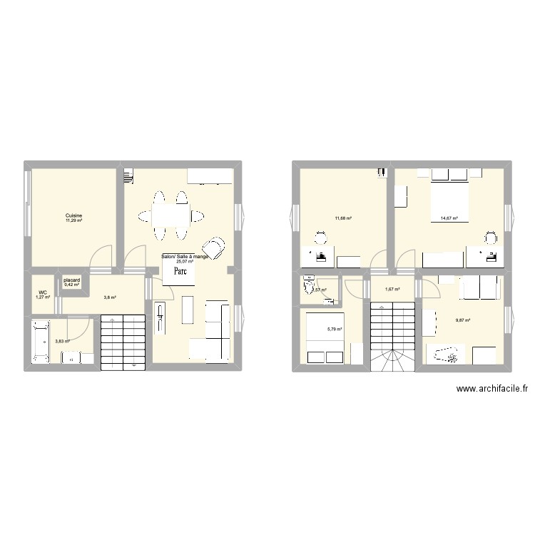 Maison SMSO plan 2. Plan de 12 pièces et 91 m2