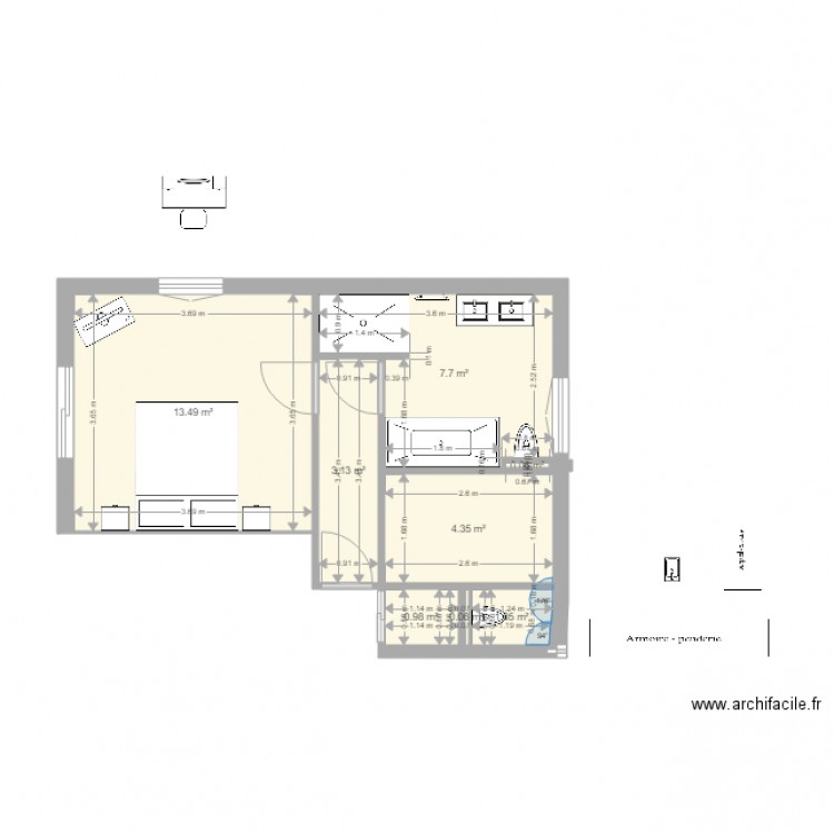 Maison Roquebiliere zonz chambre maitre et WC invité modif 2. Plan de 0 pièce et 0 m2