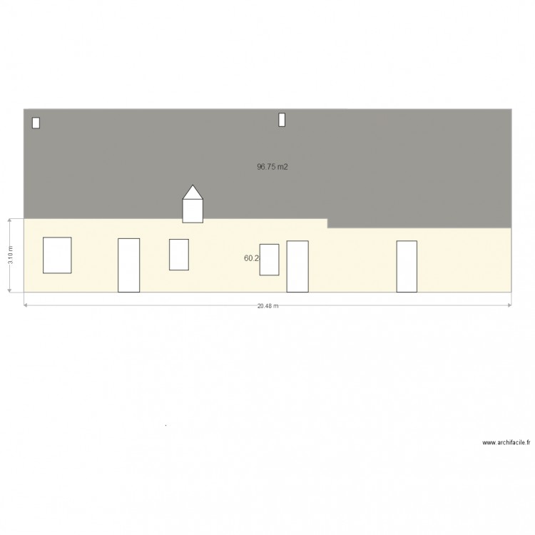facade sud. Plan de 0 pièce et 0 m2