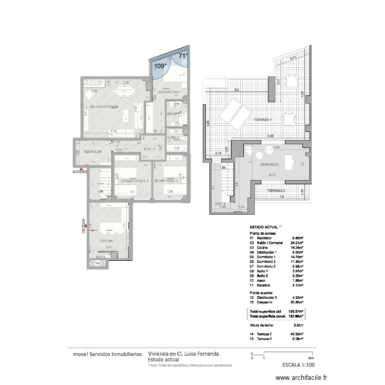 luisa 1. Plan de 10 pièces et 105 m2