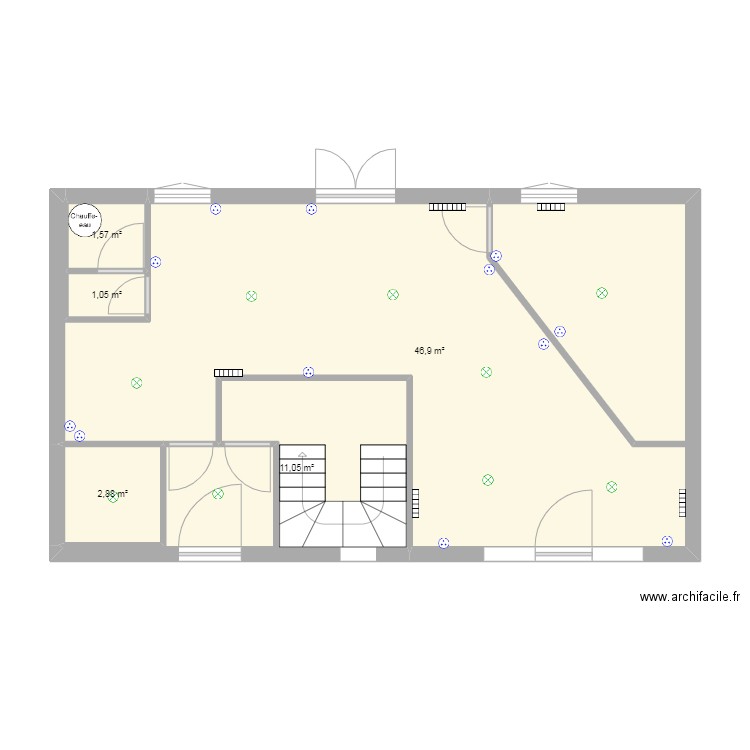 Ancienne poste actuelle. Plan de 5 pièces et 63 m2