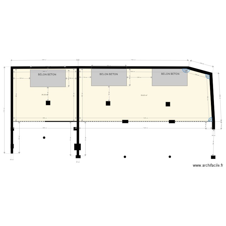 pressoirs caves. Plan de 2 pièces et 89 m2