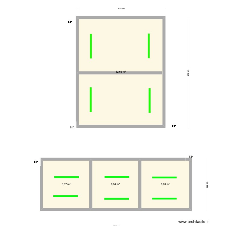 Carlos Gomes. Plan de 4 pièces et 58 m2