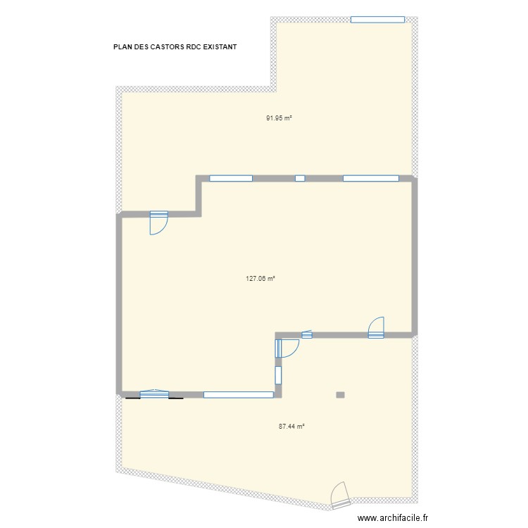 Plan des Castors extérieur RDC existant . Plan de 0 pièce et 0 m2