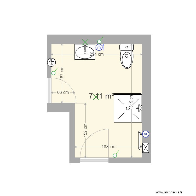 SALLEE CREATION SDB. Plan de 1 pièce et 7 m2