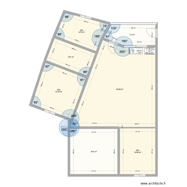 PLAN T4 MODIFICATION ROYAL. Plan de 7 pièces et 110 m2