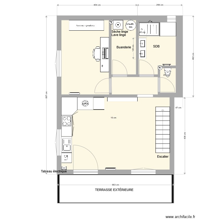 RDC Actuel. Plan de 0 pièce et 0 m2