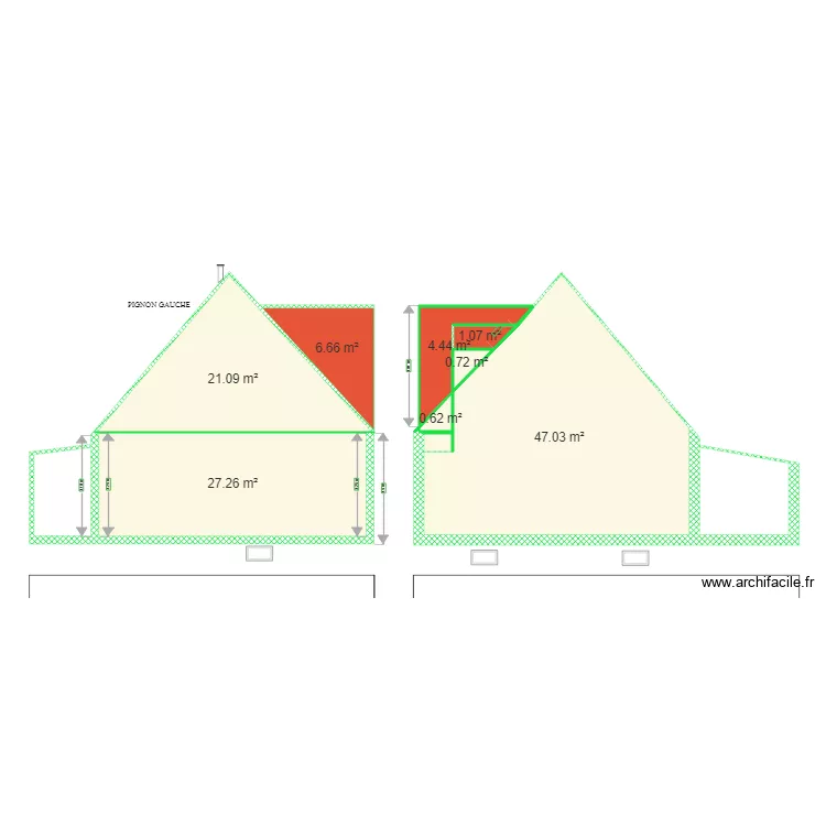nouveau plan maison vue de gauche. Plan de 