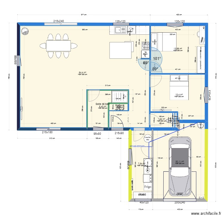 vue dessus accueillant 3. Plan de 9 pièces et 127 m2